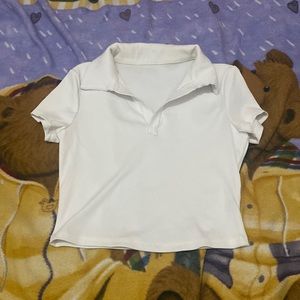 White collard crop top , size SMALL